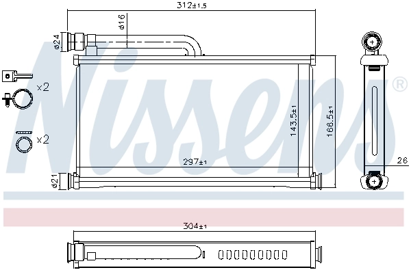 Radiador de forno (de aquecedor) Nissens 70233