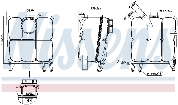 Tanque de expansão do sistema de esfriamento Nissens 996138