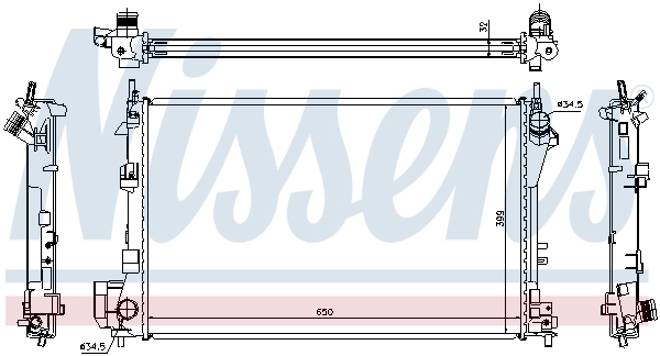Radiador de esfriamento de motor 63022A Nissens