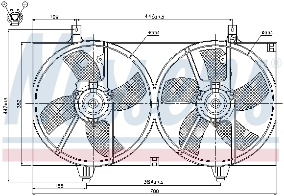 85526 Nissens Difusor do radiador de esfriamento, montado com motor e roda de aletas