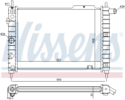 Radiador de esfriamento de motor 63058A Nissens