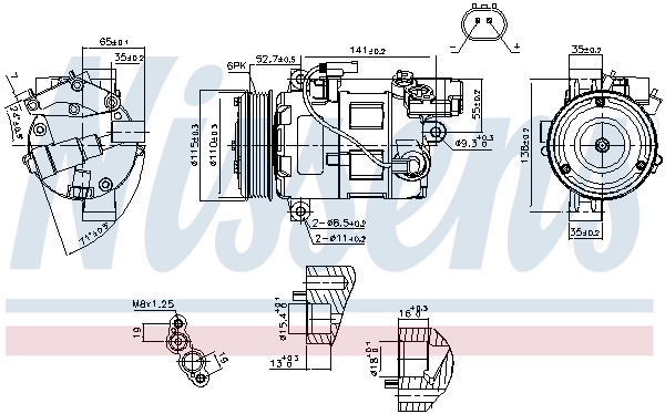 Compressor de aparelho de ar condicionado 89086 Nissens