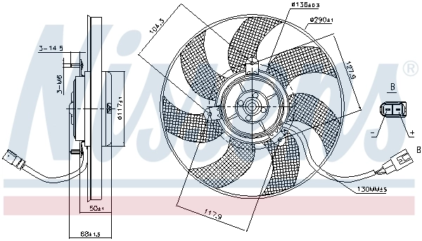 Ventilador elétrico de esfriamento montado (motor + roda de aletas) direito Nissens 85680