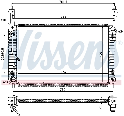 Radiador de esfriamento de motor 63119 Nissens