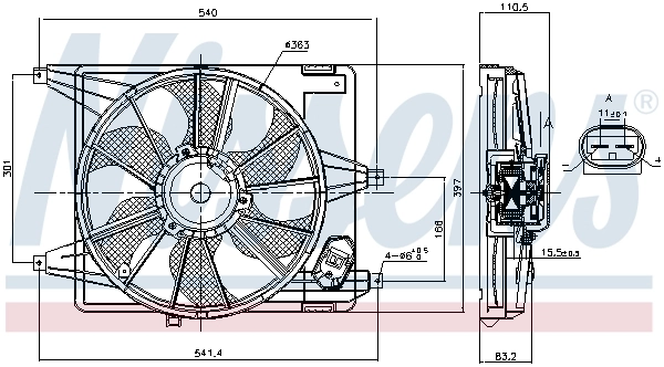 85708 Nissens Ventilador elétrico de esfriamento montado (motor + roda de aletas)