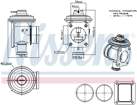 Válvula EGR de recirculação dos gases Nissens 98353