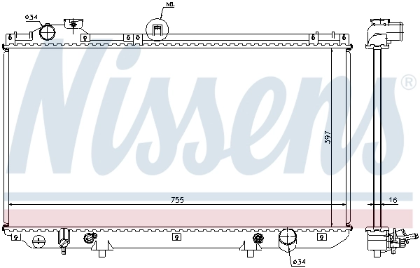 Radiador de esfriamento de motor 64762 Nissens