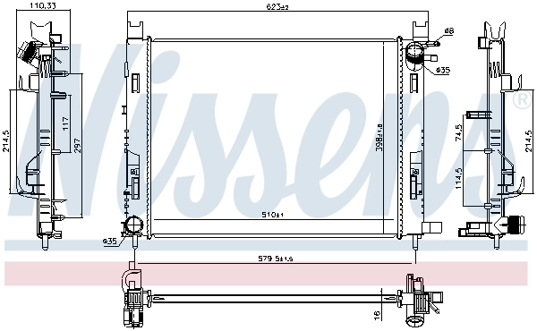 Radiador de esfriamento de motor 637627 Nissens