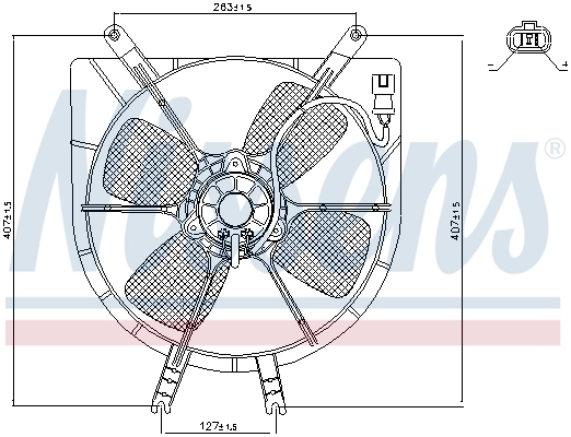 Difusor do radiador de esfriamento, montado com motor e roda de aletas 85043 Nissens