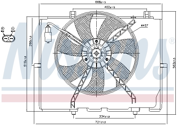Difusor do radiador de esfriamento, montado com motor e roda de aletas Nissens 85654