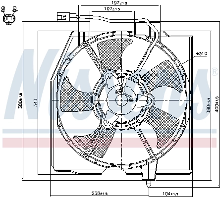 Difusor do radiador de aparelho de ar condicionado, montado com roda de aletas e o motor Nissens 85224