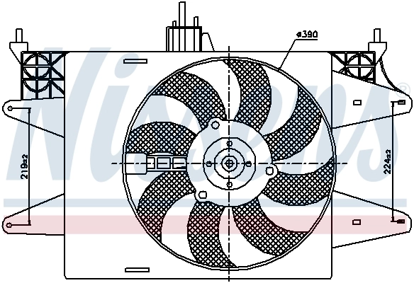 Difusor do radiador de esfriamento, montado com motor e roda de aletas Nissens 85572