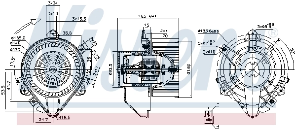 Motor de ventilador de forno (de aquecedor de salão) Nissens 87131