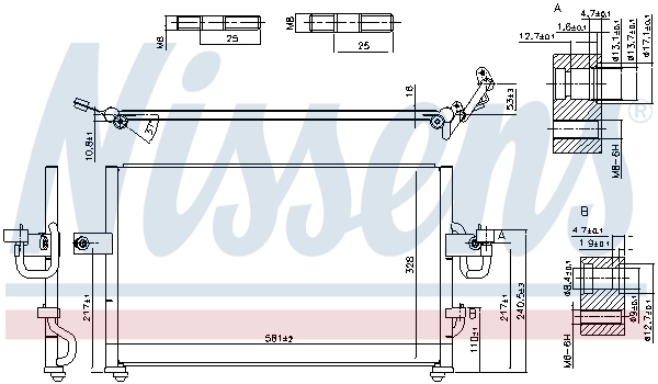 Radiador de aparelho de ar condicionado para Hyundai Accent I 
