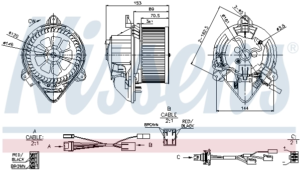Motor de ventilador de forno (de aquecedor de salão) Nissens 87050