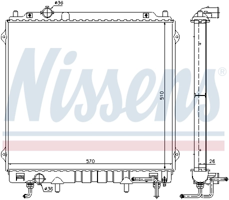 Radiador de esfriamento de motor Nissens 67482
