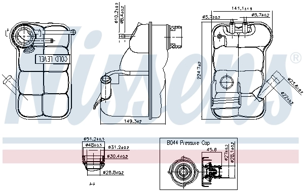 Tanque de expansão do sistema de esfriamento 996231 Nissens