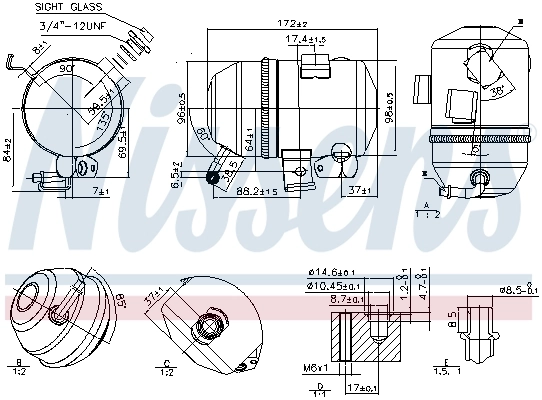Tanque de recepção do secador de aparelho de ar condicionado Nissens 95520