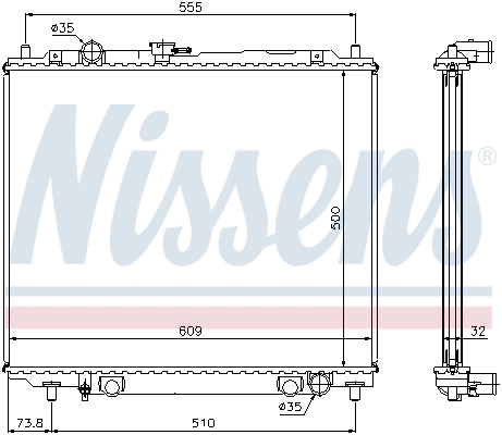 Radiador de esfriamento de motor 62852 Nissens