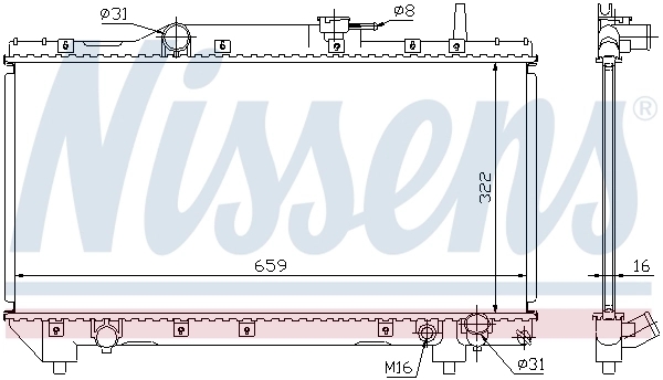 Radiador de esfriamento de motor 64837A Nissens