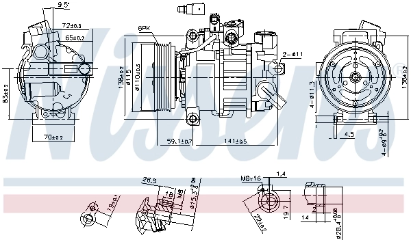 890551 Nissens Compressor de aparelho de ar condicionado