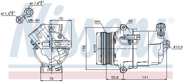 Compressor de aparelho de ar condicionado 89038 Nissens