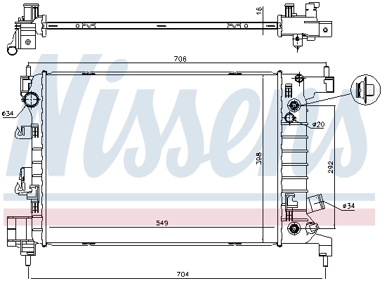 Radiador de esfriamento de motor 61696 Nissens