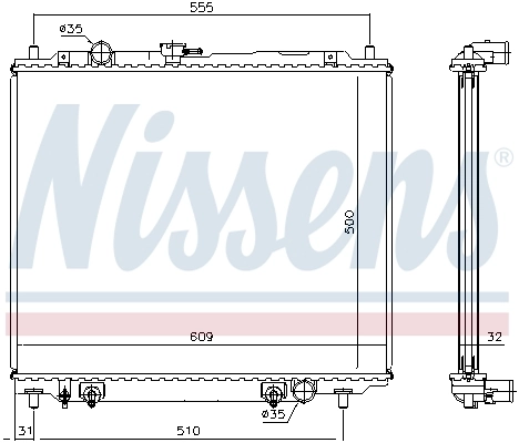 Radiador de esfriamento de motor Nissens 62802