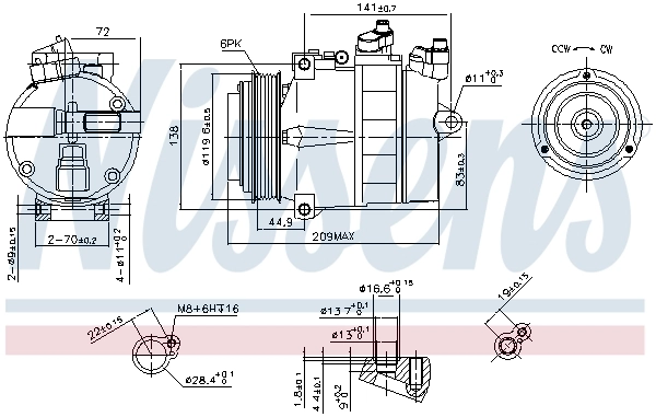 89022 Nissens Compressor de aparelho de ar condicionado