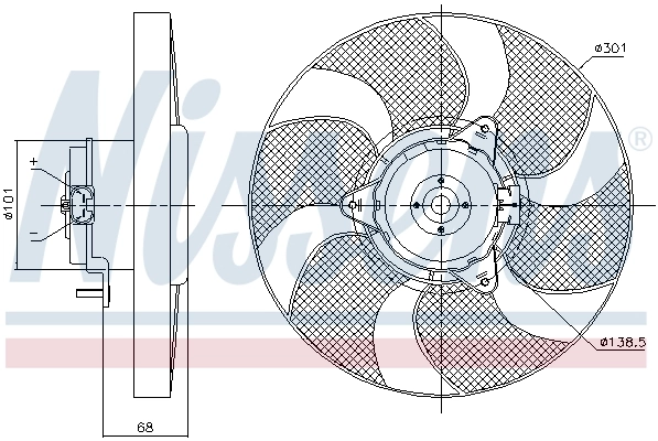 Ventilador elétrico de esfriamento montado (motor + roda de aletas) para Skoda Felicia I 791, 6U1
