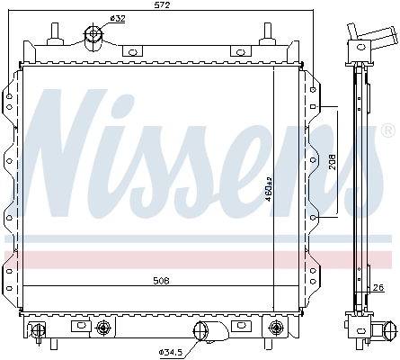 Radiador de esfriamento de motor 61002 Nissens