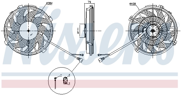 Ventilador elétrico de esfriamento montado (motor + roda de aletas) para Peugeot Expert  224