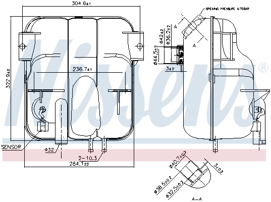 Tanque de expansão do sistema de esfriamento Nissens 996023