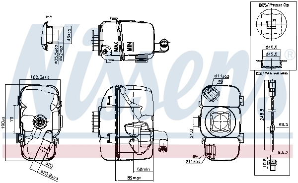 Compre 996181 Nissens Tanque de expansão do sistema de esfriamento