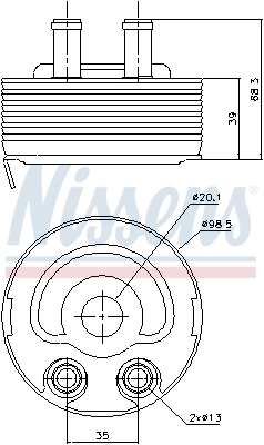90719 Nissens Radiador de óleo (frigorífico), debaixo de filtro