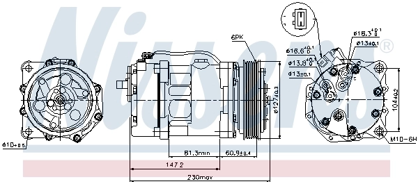 Compressor de aparelho de ar condicionado 89044 Nissens