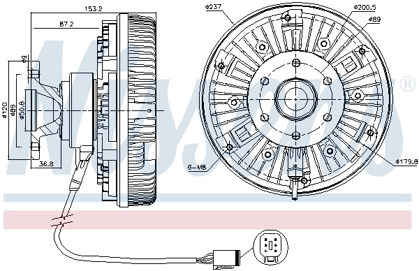Acoplamento viscoso de ventilador de esfriamento Nissens 86023