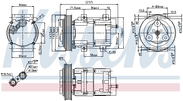 Compressor de aparelho de ar condicionado para Ford Transit IV E