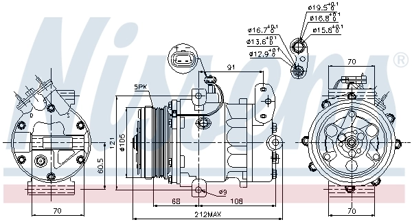 Compressor de aparelho de ar condicionado 89037 Nissens