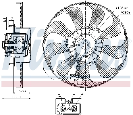 85684 Nissens Ventilador elétrico de esfriamento montado (motor + roda de aletas) direito