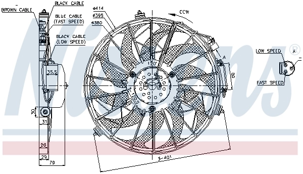 Ventilador (roda de aletas) do radiador de aparelho de ar condicionado Nissens 85648