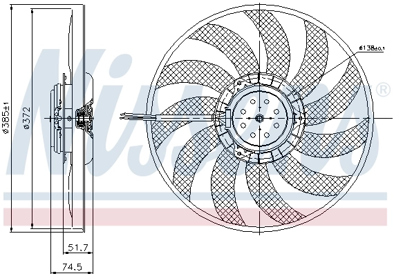 Ventilador (roda de aletas) do radiador de esfriamento esquerdo 85638 Nissens