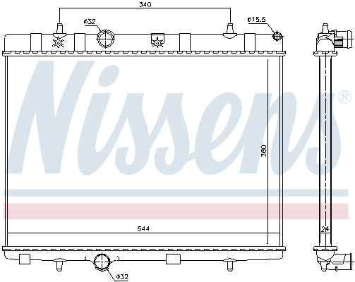 Radiador de esfriamento de motor 636007 Nissens