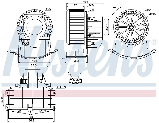 Motor de ventilador de forno (de aquecedor de salão) Nissens 87033
