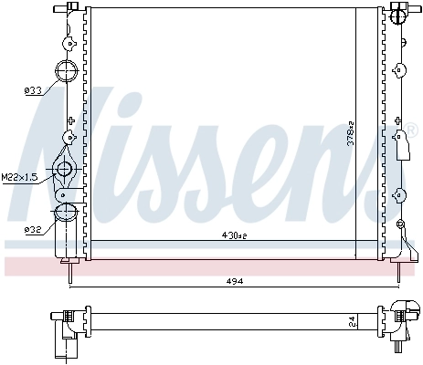 Radiador de esfriamento de motor 639371 Nissens