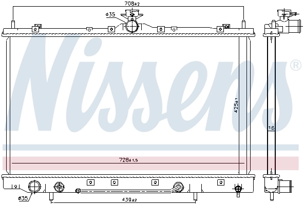 Radiador de esfriamento de motor 628975 Nissens