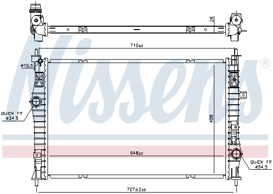 Radiador de esfriamento de motor 636042 Nissens