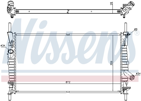 Radiador de esfriamento de motor 62128 Nissens
