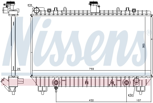 Radiador de esfriamento de motor 69097 Nissens