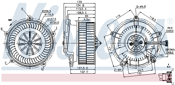 Motor de ventilador de forno (de aquecedor de salão) Nissens 87119